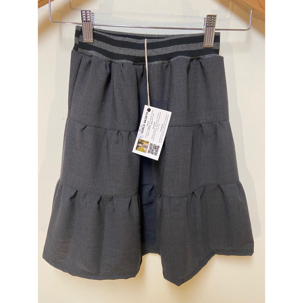 Girls Wool Mom and Pop's Kids Midi Skirt Size 4 Gray Upcycled Tiered Preppy